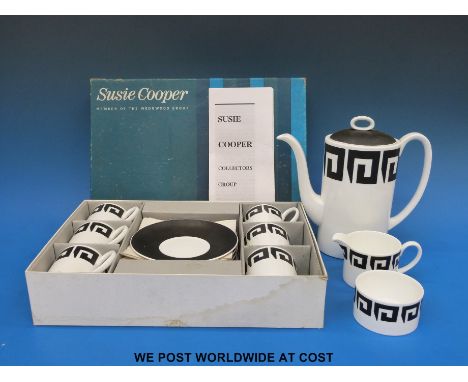 A boxed Wedgwood Susie Cooper "Greek Key" pattern coffee set