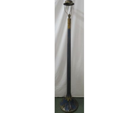 Light blue and gold painted oriental decorated fluted standard lamp