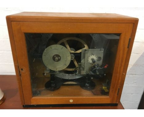 Electric time recorder in case by Gents of Leicester reference KV serial no 71955, in a light mahogany case, height 40cm, wid