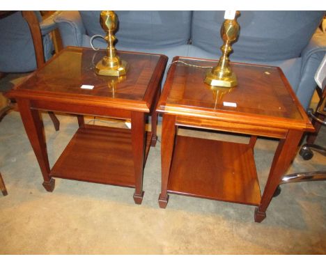 Pair of Inlaid Mahogany Bedside/Lamp Tables, 46x46cm, 48cm h