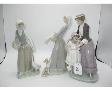 Lladro Mother and Child Group and 2 Nao Figures