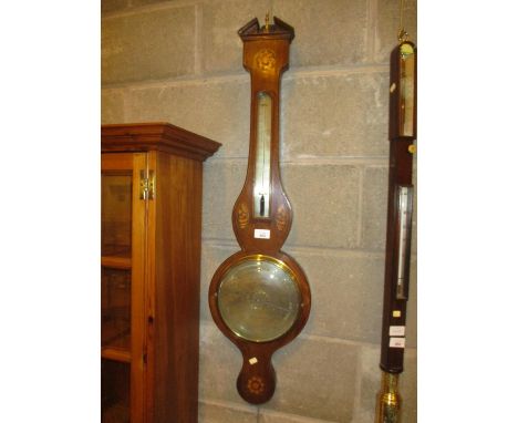 19th Century Inlaid Mahogany Banjo Barometer by J. Somalvico 41 Kirby Street Hatton Garden
