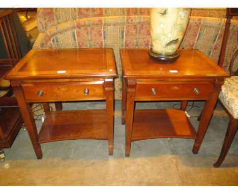 Pair of Charles Barr Burr Wood Crossbanded Bedside/Lamp Tables, 54x41cm, 61cm h