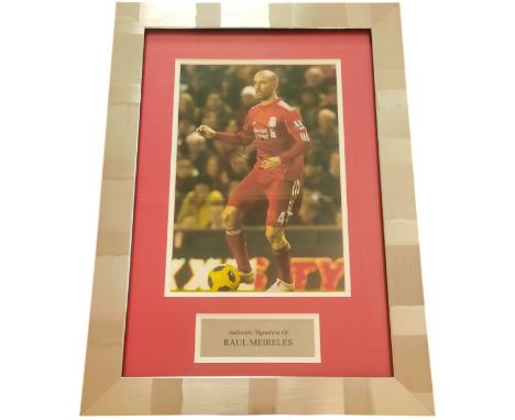 Football. Raul Meireles (Liverpool FC) Signed 12 x 8 inch Colour Photo. Mounted then Framed to an overall size of 20 x 14 inc