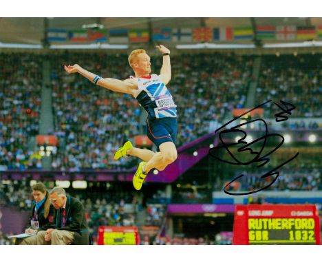 Athletics Greg Rutherford signed 12x8 inch colour photo. Good condition. All autographs come with a Certificate of Authentici