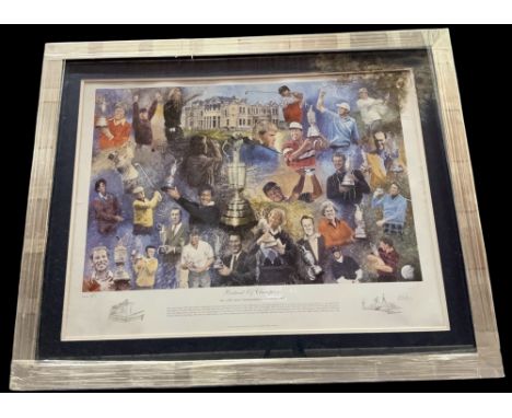 Dod Dow signed Portrait of Champions limited edition 183 Golf Art Print by Dod Dow. Framed and mounted. Measures 32x26 inch a