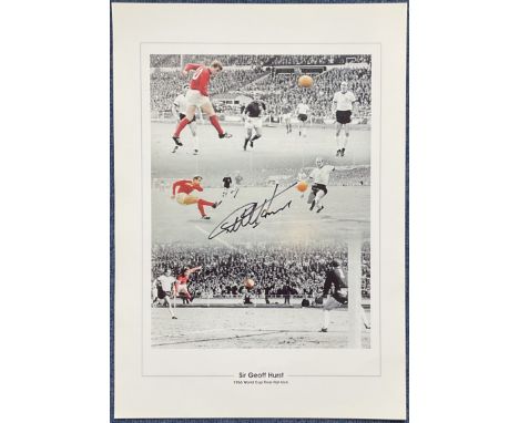Football. Geoff Hurst signed 20 x 14 inch colourised print. Signed in black ink. Good condition Est.