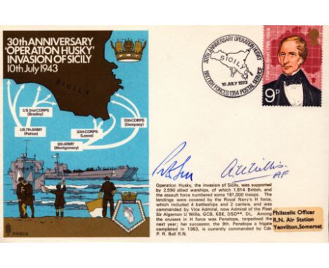 Admiral of the Fleet Sir Algernon U Willis and Cdr P R Bell signed RNSC9 cover commemorating the 30th Anniversary of Operatio