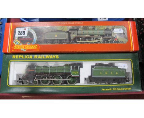 Two 'OO' Gauge Locomotives and Tenders, comprising of #R060 class B7 4-6-0, R/No 61656, 'Leeds United' BR green, Replica Rail
