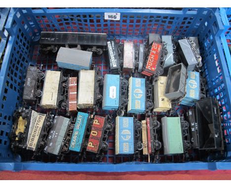 Approximately Thirty Items of "OO" Gauge/4mm Unboxed Rolling Stock, private owner ore wagons and box vans, hopper, track clea