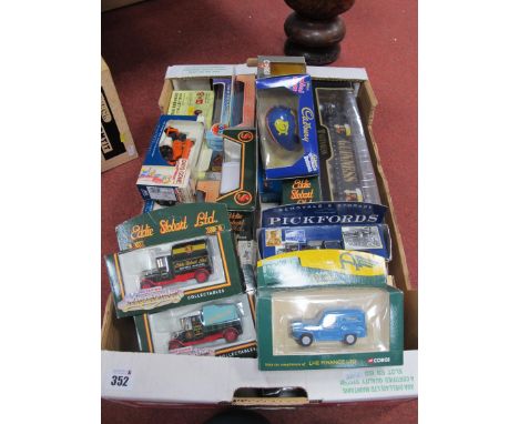 Thirty Plus Diecast Model Vehicles by Corgi, Matchbox, Lledo, Cameo, to include Corgi #21301 Ferrymasters AEC box trailer set