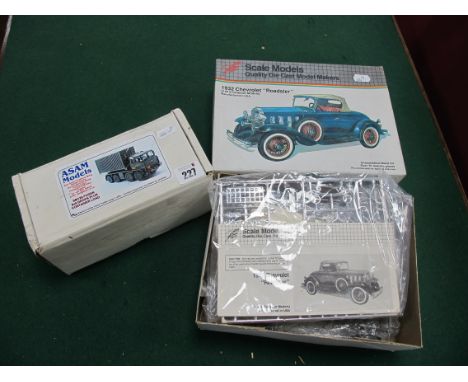 Two White Metal Diecast Model Vehicle Kits: Asam Models SM128 Foden 8 x 8 drops, plus container load. A Scale models #4003 19