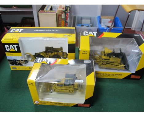 Three Norscot 1:50th Scale Diecast Model Plant Machinery Vehicles,comprising of #55158 Cat Diot track type tractor, #55026 Ca