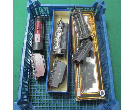 Four 'OO' Gauge Locomotives and Tenders by Hornby, Mainline, including Mainline Cat No 37-056 4-6-0 6P rebuilt Scot Class, R/