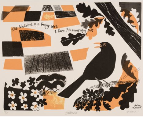 * Akroyd (Carry, 1953-). Blackbird, 2011, colour lithograph on wove paper, signed, dated, titled and numbered 33/50 in pencil