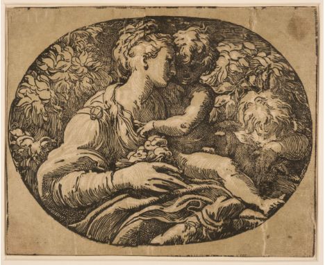 * Da Trento (Antonio, circa 1510-1550). The Virgin and Child with Saint John the Baptist (Madonna of the Roses), after Parmig