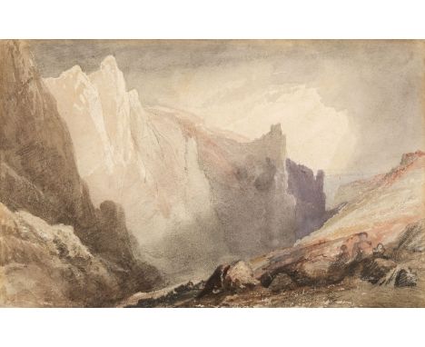 * Jackson (Samuel, 1794-1869). Cheddar Gorge, watercolour with traces of pencil on paper, with inscription in pencil by the a