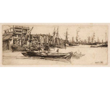 * Whistler (James Abbott McNeill, 1834-1903). Thames Warehouses, 1859, etching on laid paper, signed and dated in the plate, 