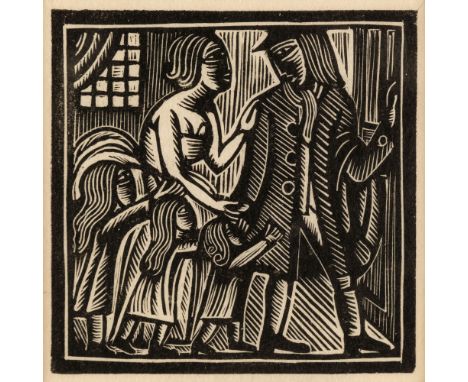 * Jones (David, 1895-1974). Gulliver takes leave of his family, 1925, wood engraving, a proof aside from the edition of 480 a