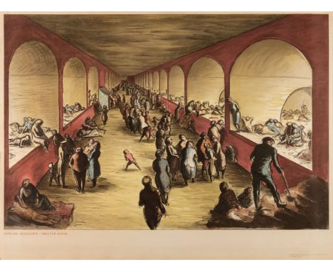 * Ardizzone (Edward, 1900-1979). Shelter Scene, 1941, colour lithograph on paper, published by The National Gallery, printed 