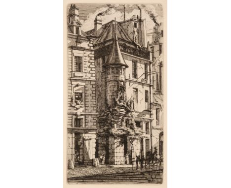 * Meryon (Charles, 1821-1868). Tourelle, Rue de la Tixéranderie, 1852, etching with drypoint on laid paper, the third state (