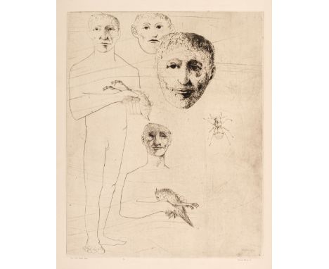 * Baskin (Leonard, 1922-2000). Man with Dead Bird, 1950, etching with aquatint on Arches heavy wove, signed and titled 'Man w