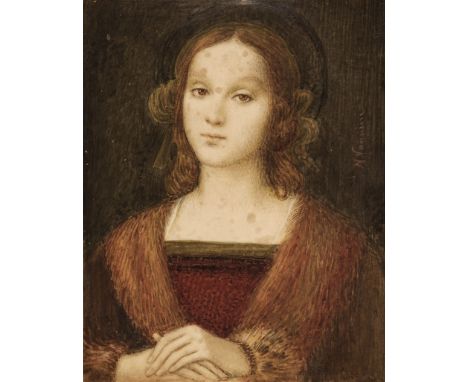 * Vannini (Nella, early 20th century). Santa Maria Maddalena, after Perugino, circa 1900, fine gouache on vellum, signed, aft