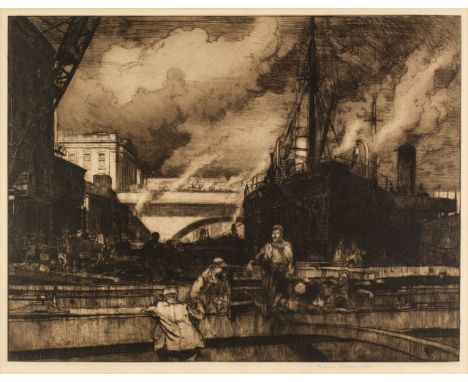 AR  * Brangwyn (Frank, 1867-1956). London Bridge No. 2, 1903, etching with drypoint on wove paper, signed in pencil to the lo