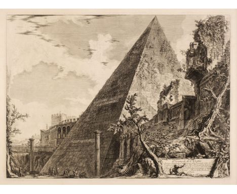 * Piranesi (Giovanni Battista, 1720-1778). Pyramide di C. Cestio, from the Vedute di Roma, 1756, etching and engraving on hea