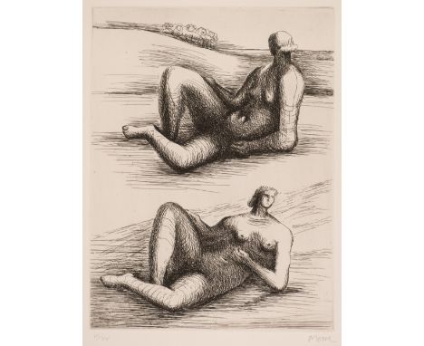 AR  * Moore (Henry, 1898-1986). Two Reclining Figures, 1978, etching on Arches wove paper, signed and numbered III/XV in penc