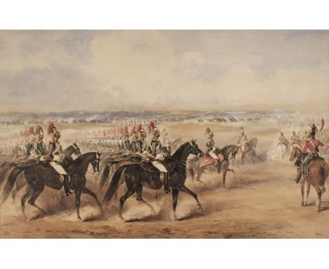 * Martens (Henry, 1790-1868). Charge of the Light Brigade, Balaklava, watercolour on paper with traces of pencil, heightened 
