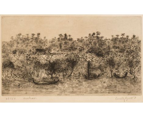 * Gross (Anthony, 1905-1984). Naaf River, Arakan, Burma, 1946, etching on wove paper, signed, titled and numbered 29/50 in pe