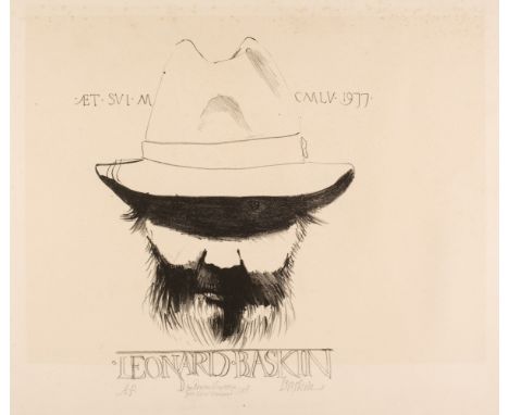* Baskin (Leonard, 1922-2000). Self Portrait, 1977, lithograph on heavy wove paper, an artist's proof, aside from the edition