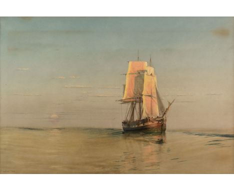 * Jackson (Samuel Phillips, 1830-1904). A Dead Calm far at sea, 1858, fine large-scale watercolour on paper, showing a ship i