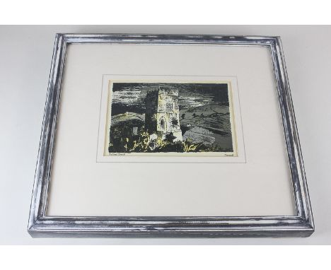 John Piper (1903-1992), view of a church at night with fields beyond, Talland Church, Cornwall, lithograph, Sally Hunter Fine