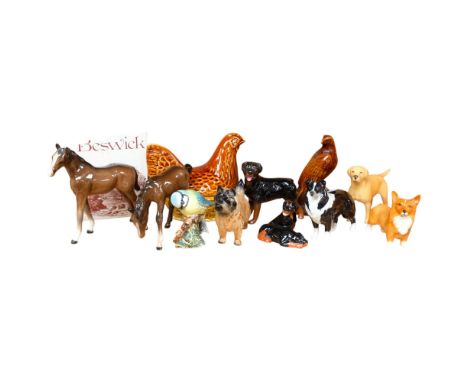 Beswick foals and Terrier, a Beneagles eagle decanter, etc