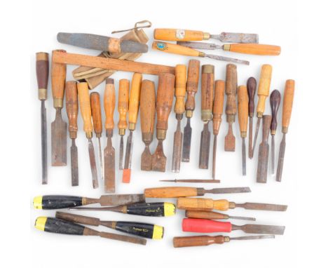 A quantity of Antique woodworking chisel tools, makers include Swift &amp; Sons Ltd, Sorby, etc