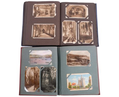 2 Vintage postcard albums, containing mostly topographical views of Britain (2)
