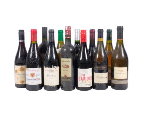12 bottles of red and white wine, including Wente 2001 Chardonnay, and Fortnum &amp; Mason Fleurie 2014