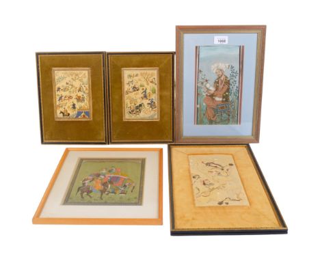 5 x 19th/20th century Persian School paintings, all framed, largest 37cm x 23cm