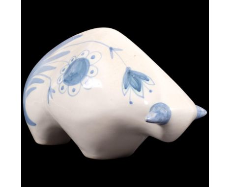 A mid-century David Sharp Rye Pottery bull, L21cm