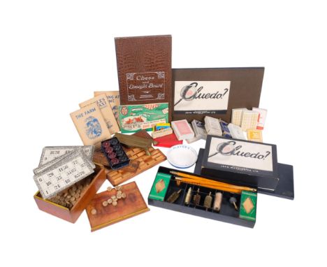 Cribbage boards, playing cards, games boards, etc