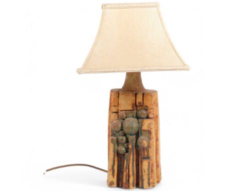 BERNARD ROOKE - a mid-century studio pottery abstract table lamp, seal stamp on base, height excluding fitting 30.5cmNumerous