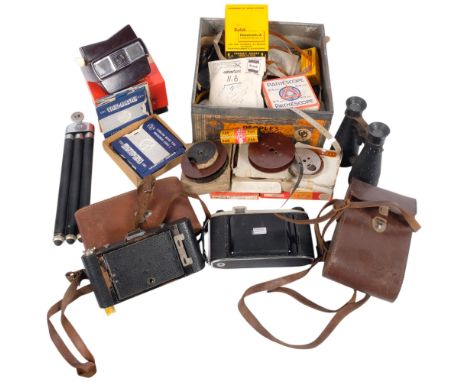 2 cameras, tripod, view master and boxful of slides