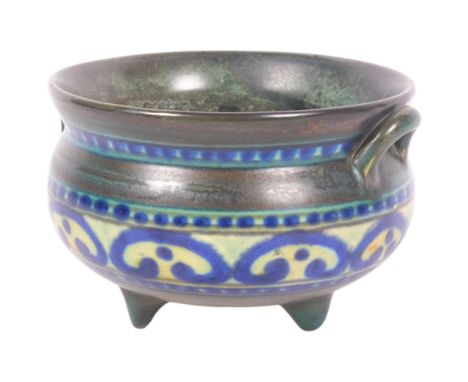 GOUDA for LIBERTY & CO - a Dutch polychrome glaze pottery tripod bowl, model no. 145, diameter 9.5cmNo chips cracks or restor