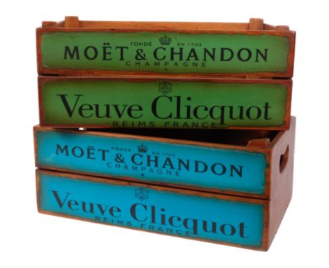 2 reproduction champagne crates for Moet Et Chandon, L46cm
