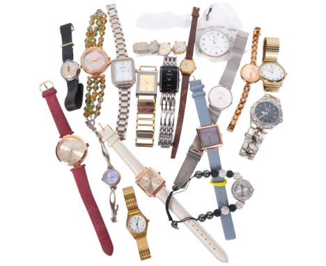 A group of wristwatches, including Timex, Sekonda, Skagen, etc