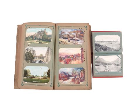 2 Vintage postcard albums, including mostly topographical views of Britain (2)
