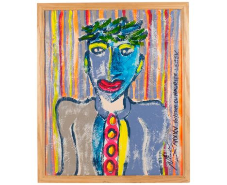 Royston Du Maurier Lebek, "A Face In The Crowd - Self Portrait", framed acrylics on canvas, 82cm x 69cm