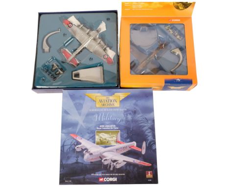 2 boxed Corgi Aviation Archive planes, including a Hawker Mk I, Hawker Hurricane